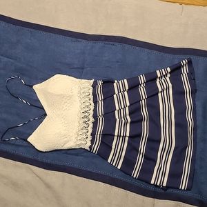 Papaya White and Blue Lace Dress-Medium